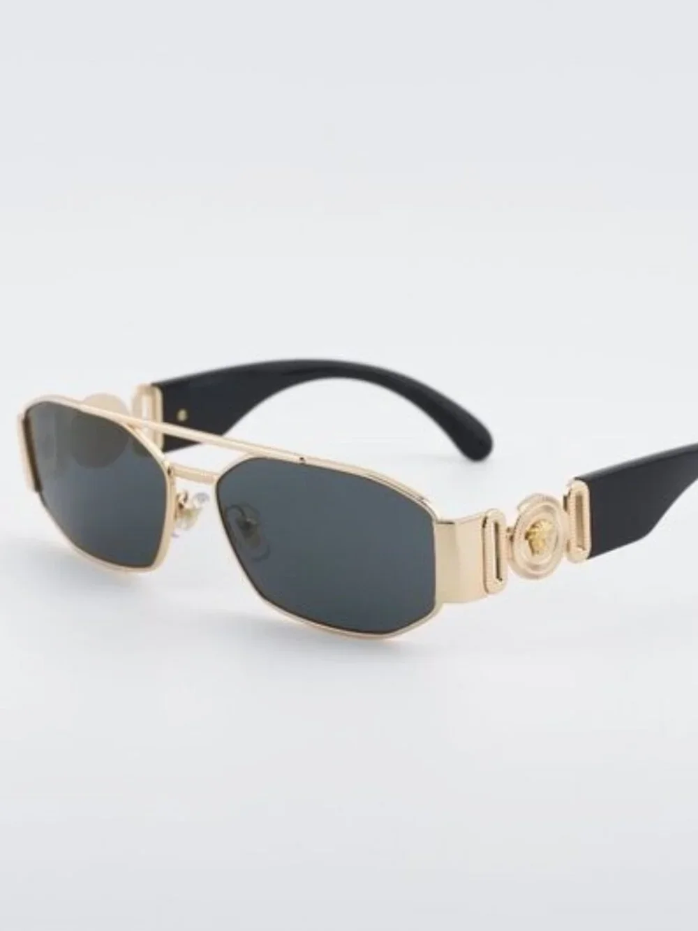 Versace VE2287 100287 Sunglasses Gold Rectangle Frame, Grey Lenses